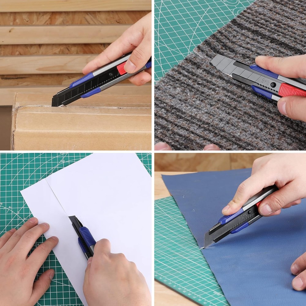 Retractable utility knife 18 mm heavy duty with 10 blades