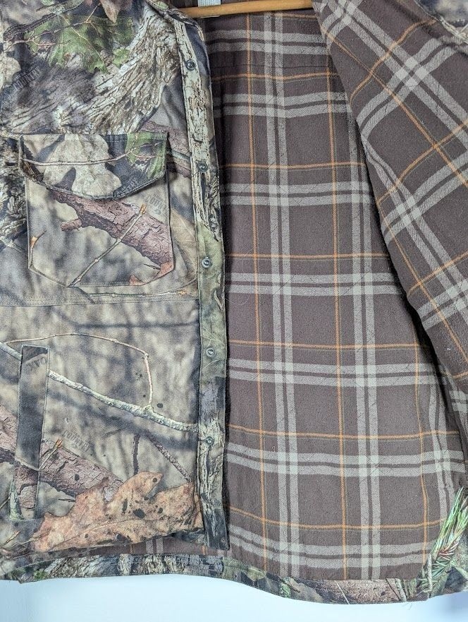 Browning Hell's Canyon Jacket Size Medium Flannel Lined Camo Mossy Oak Breakout