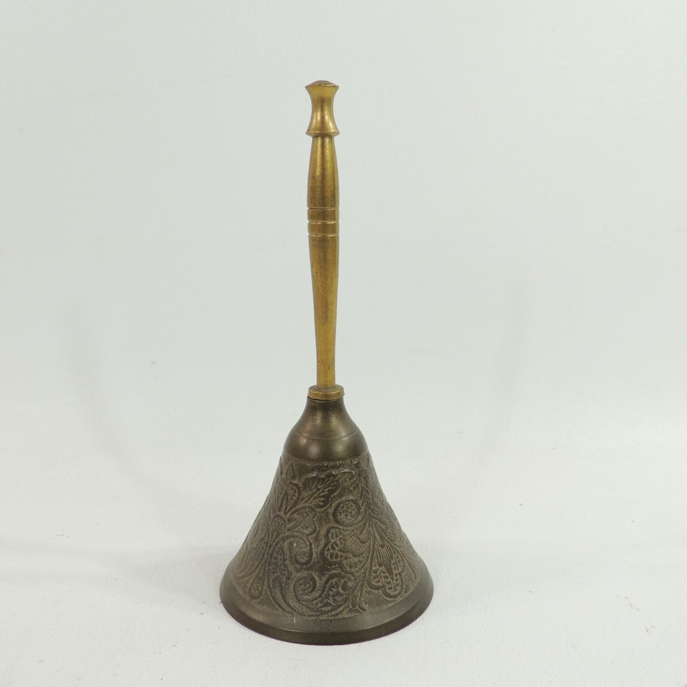 Solid Brass Table Service Bell Ornate Design 6 1/2 x 2 3/4"