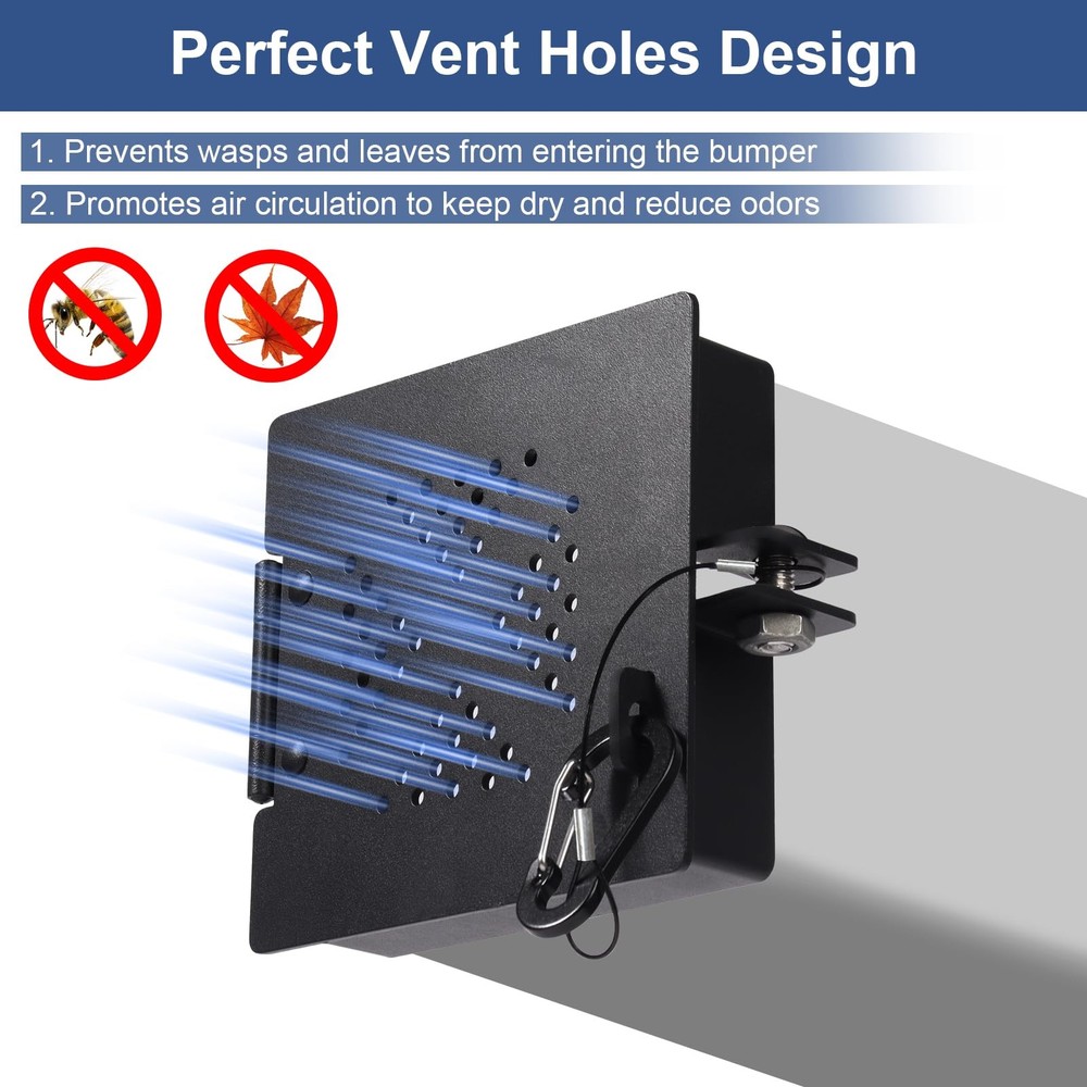 2 Pack RV Bumper End Caps, Metal Cover for 4" Square Bumpers, Secure Sewer Hose