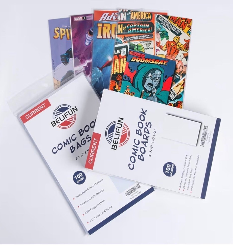 (100ct) Comic Bags &Boards (modern)- w/2 pack Comic Storage Boxes