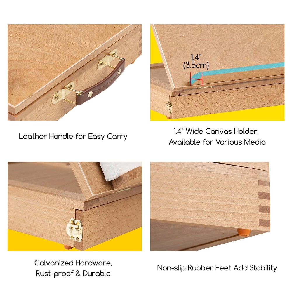 Table Sketch Box Easel Portable Solid Beech Tabletop Wood