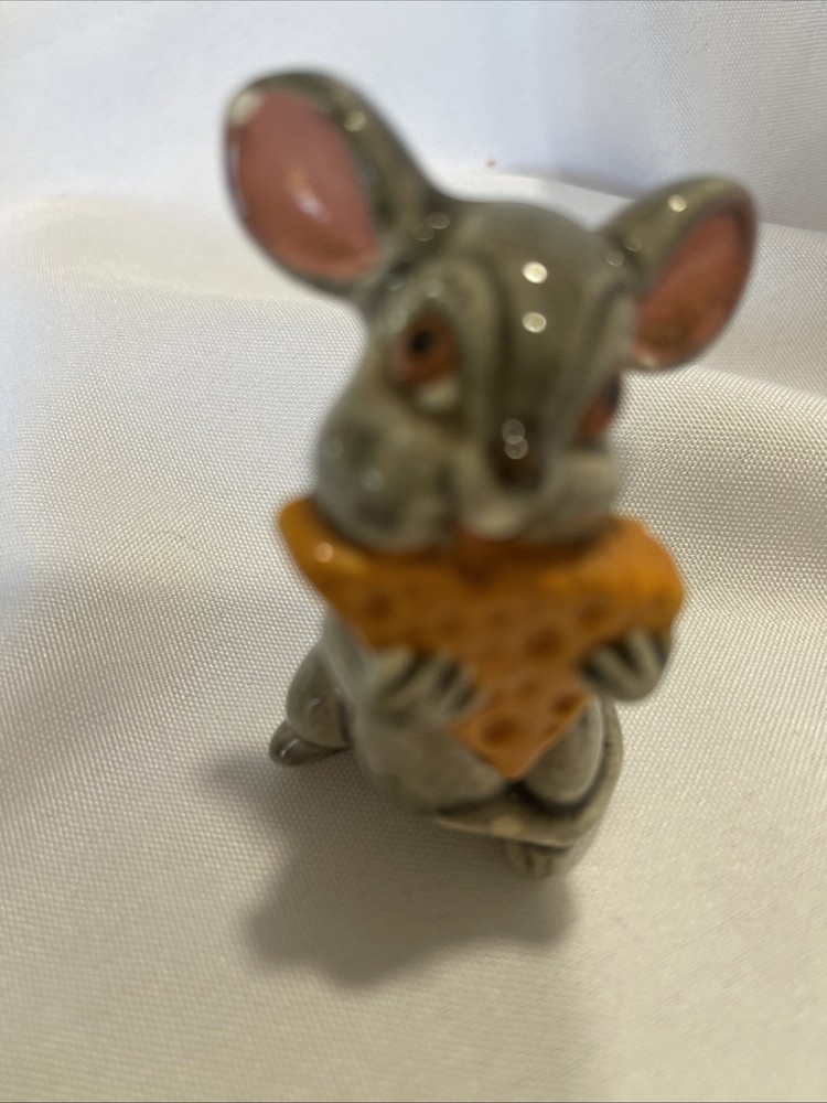 Vintage Mouse Ceramic Mouse Hand Painted Holding Cheese