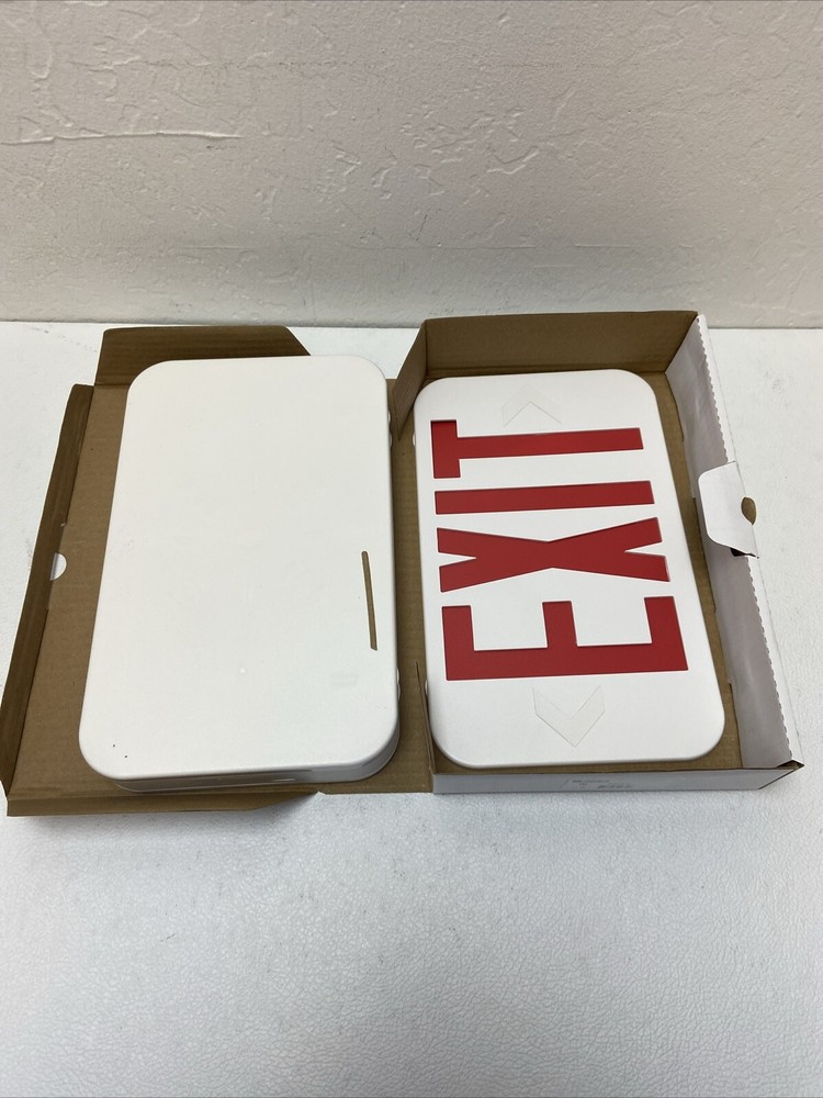 LED EXIT Sign. White Housing / Red Letters / Double Face / Battery Backup