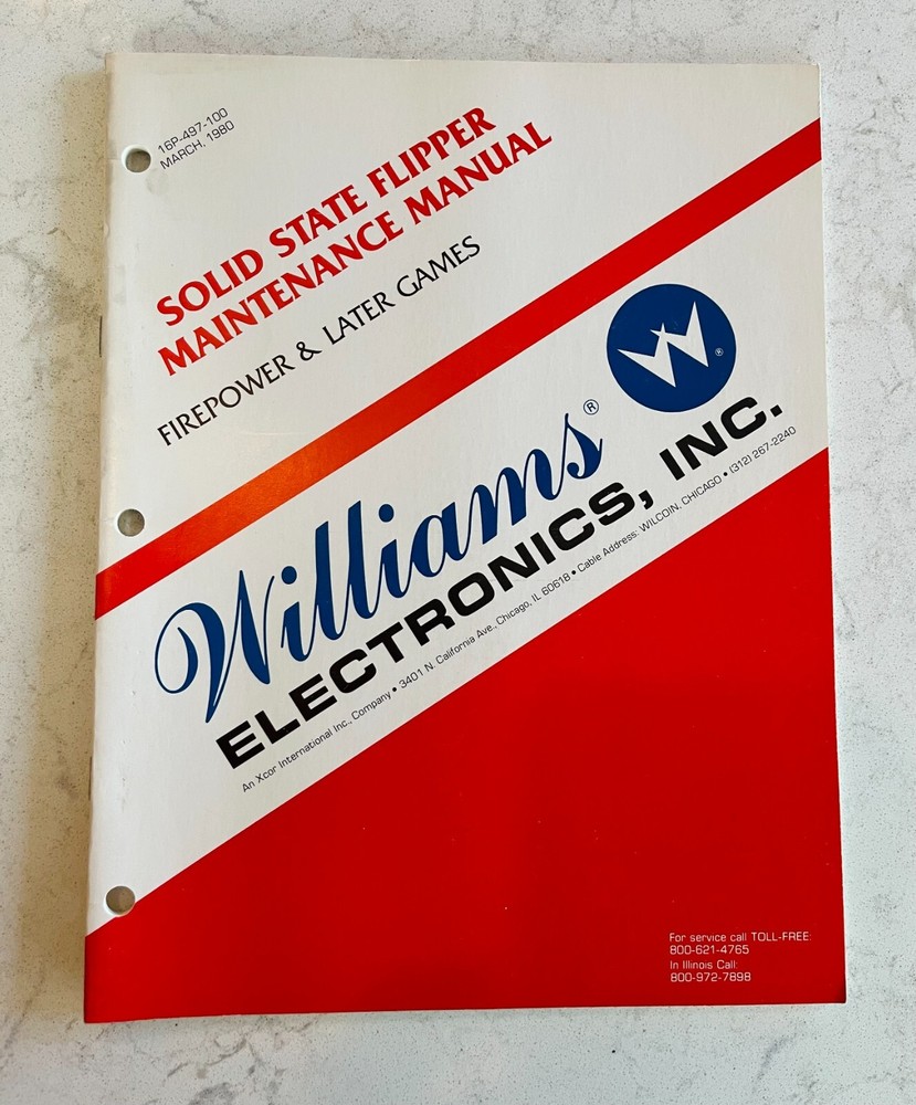 Williams Electronics Solid State Flipper Maintenance Manual - 1980