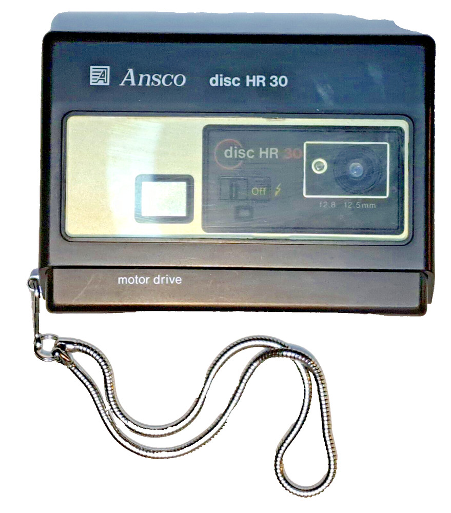 Vtg ANSCO Disc HR 30 Camera w/ Sensor Flash/ Motor Drive
