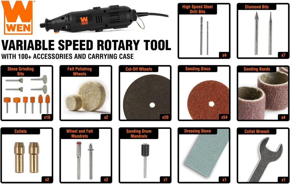 23101 1-Amp Variable Speed Rotary Tool with 100+ Accessories