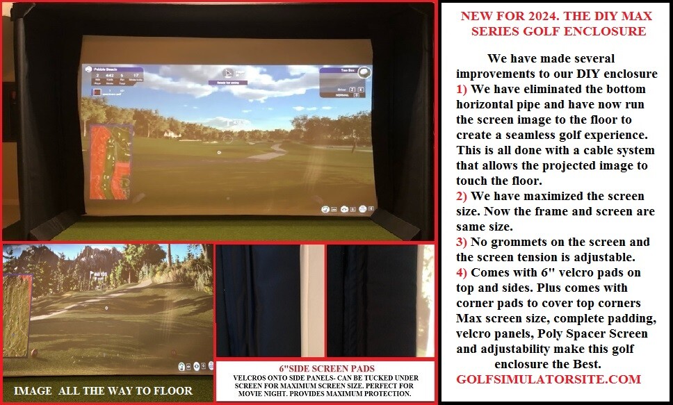 Golf Simulator Enclosure DIY MAX SERIES 2024 **PADDED*** POLY SPACER SCREEN