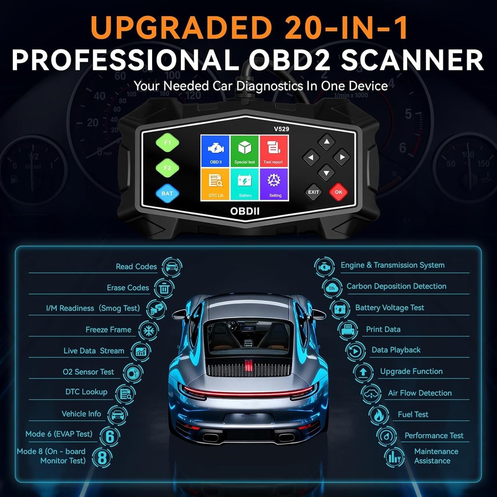 OBD2 Scanner Car Transmission Diagnostic Tool Report Code Reader Battery Tester