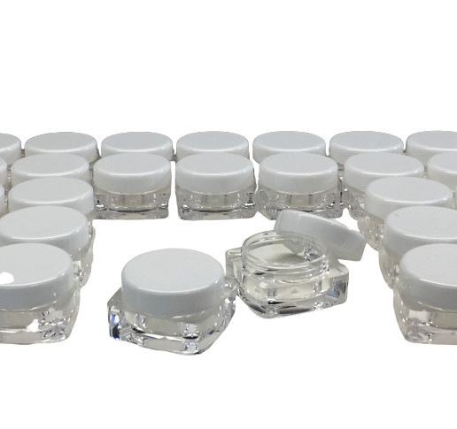 Cosmetic Jars Empty Square Makeup Container White Lid 10 Gram Ml (100 Pack) 3086