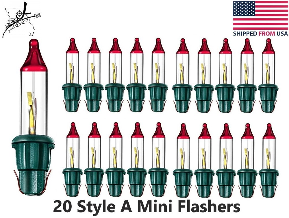 20 Style A Mini Bulb Flasher Flashers Christmas Tree Lights Replacement 2.5v .42
