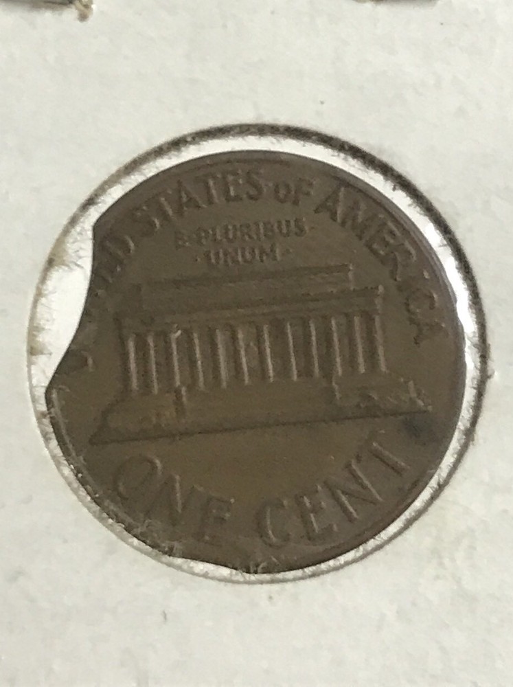 1960 Error Lincoln Cent Chip Clip Out Of Side
