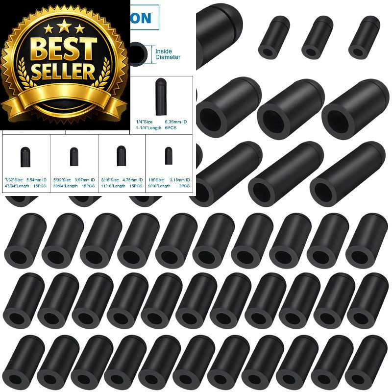 Rubber Vacuum Caps Plug Kit, 63 PCS Assorted Plugs Hose Black, Black