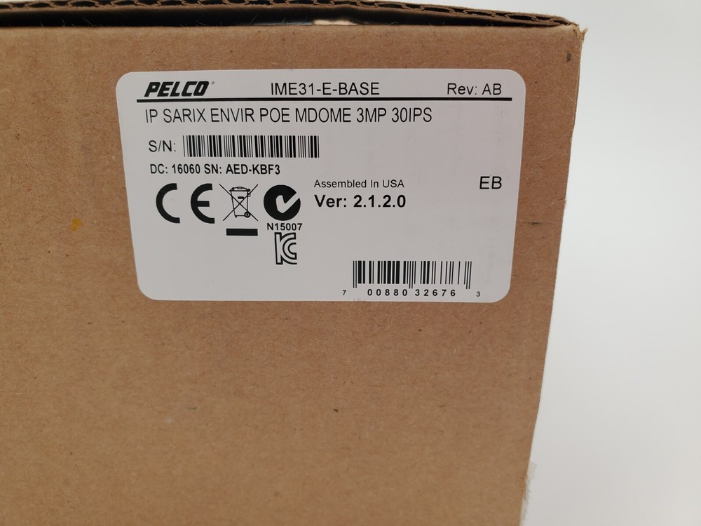Pelco IME31-E-BASE 3MP Base  Sarix Enhanced Environmental 3-9mm Dome Camera