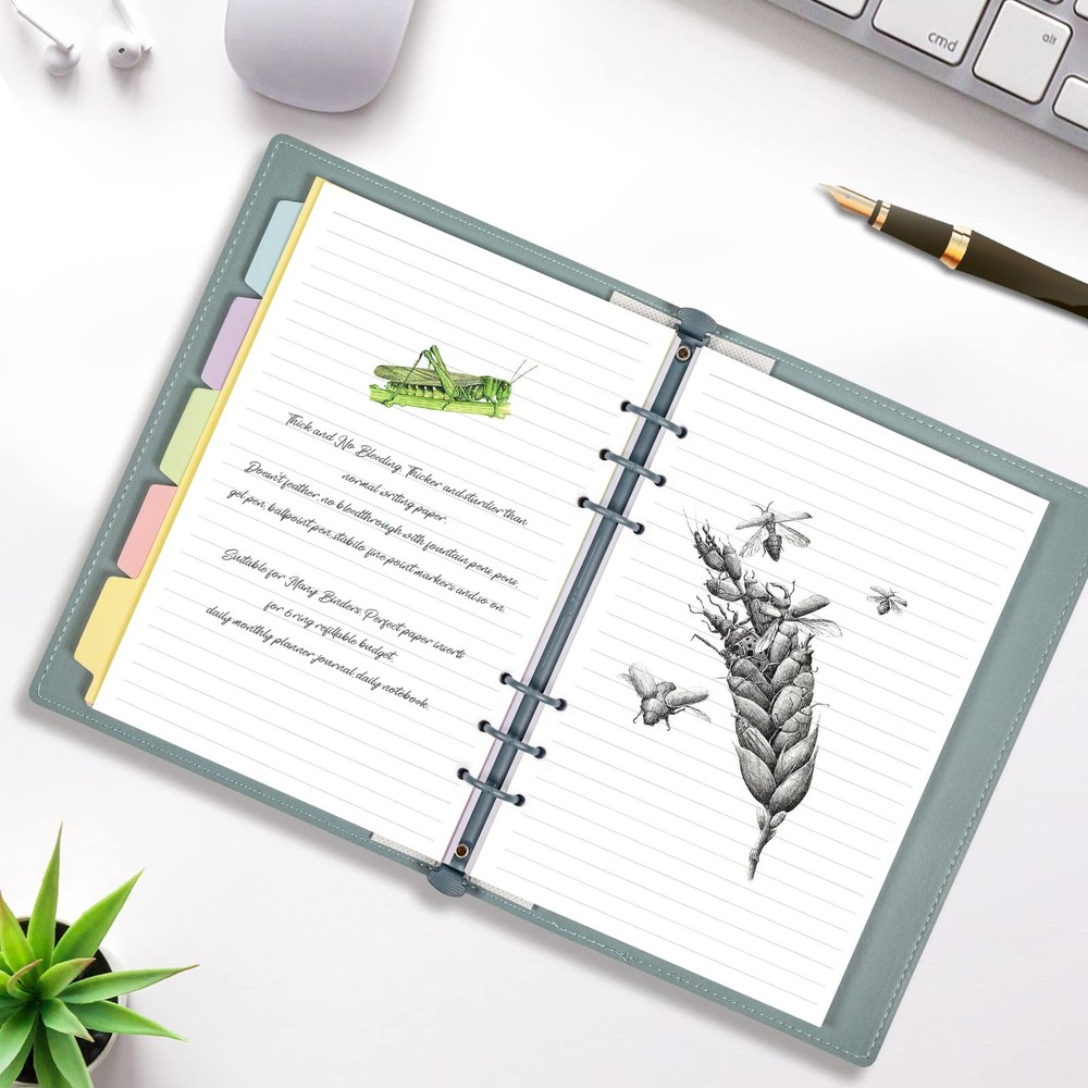 Planner Inserts for A6 Binder - Budget Journals A6, white lined paper