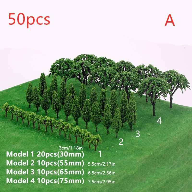 Plastic Model Trees Train Railroad Wargame Park Scenery HO Scale Scene Layout