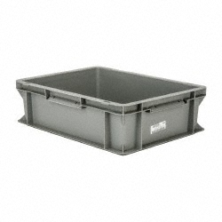 SSI Schaefer Open Top Stacking Tote 0.38 Cu Ft, Gray Polypropylene