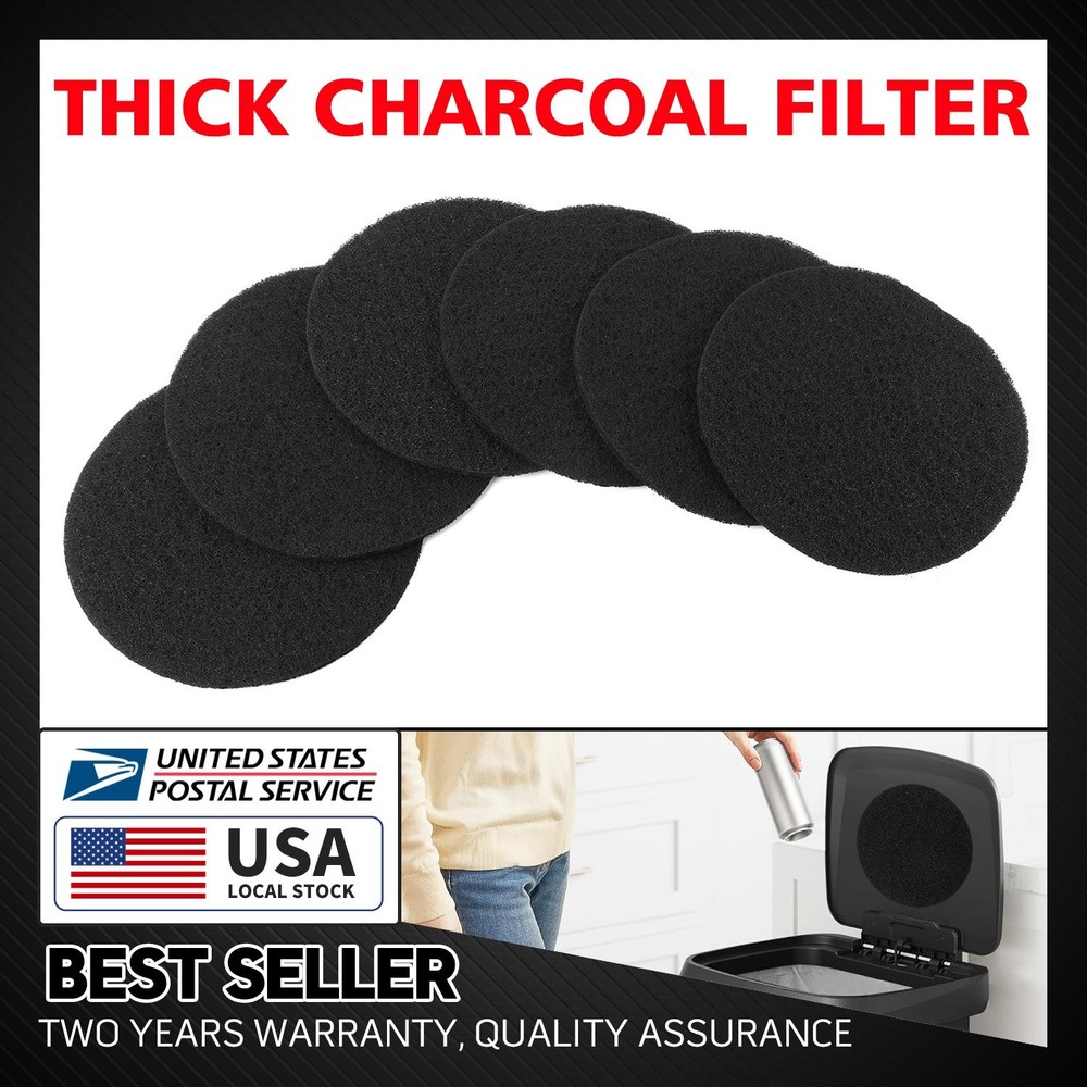 6Pcs Extra Thick Charcoal Filters for Kitchen Compost Bins - Activated Carbon