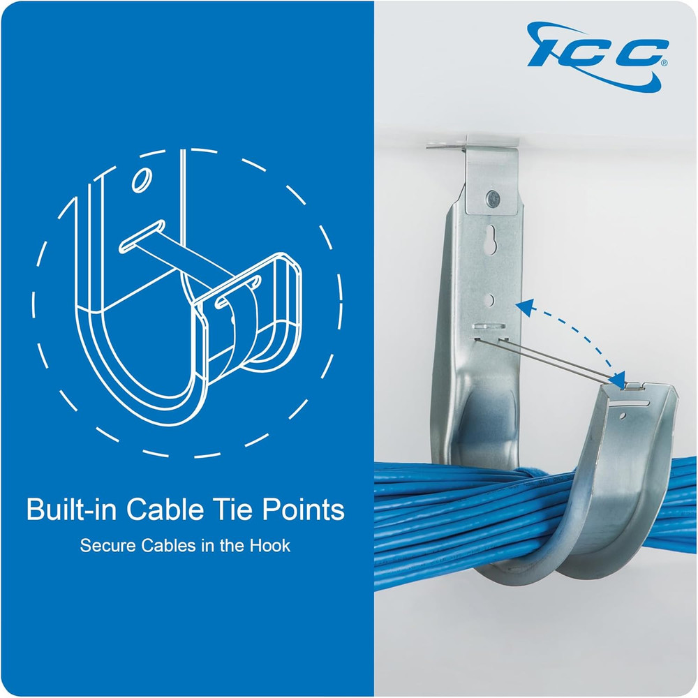 Galvanized Ceiling Mount J Hook 2” - 25 Pack Cable Management Clips