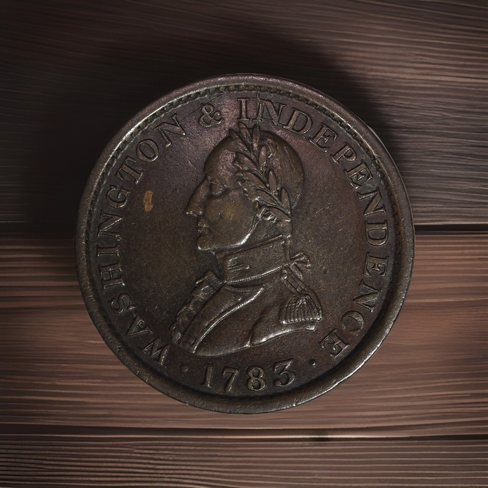 1783 Large Bust Washington & Independence Cent, XF+/AU, Solid Piece
