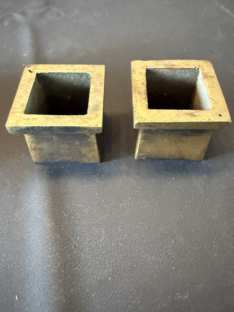 Antique Cast Brass Square Post Rosette Collars Pair Architectural Hardware
