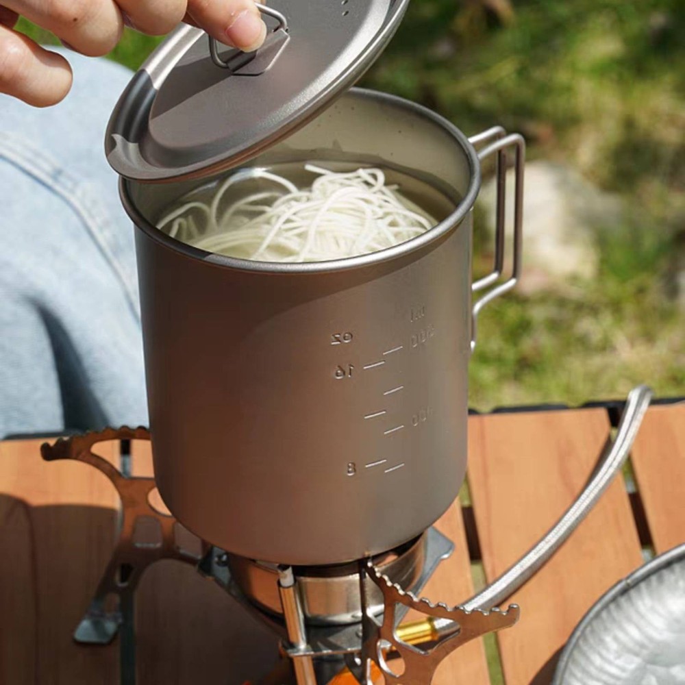 Titanium Cooking Pot Mug Cup Folding Handles for Backpacking/Camping Cookware