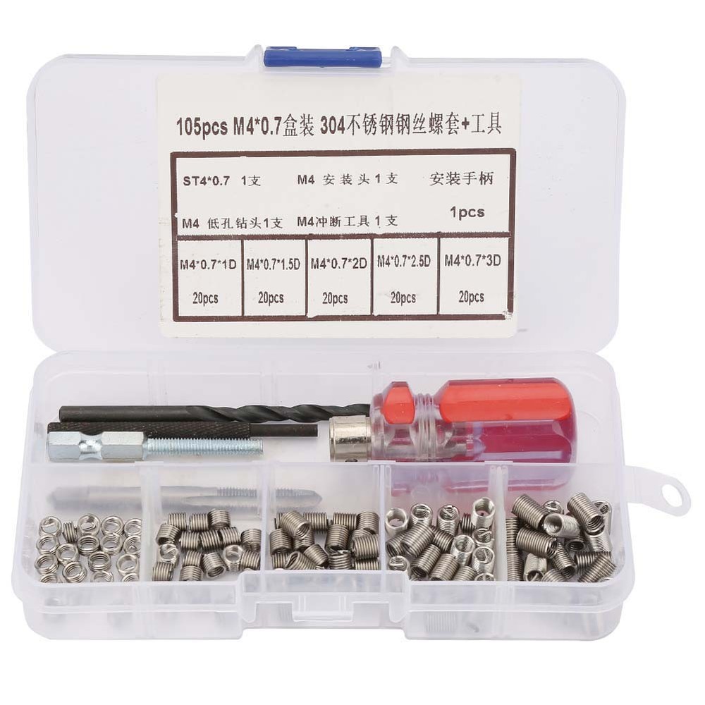105Pcs Wire Thread Insert Set High Strength Thread Repair Kit