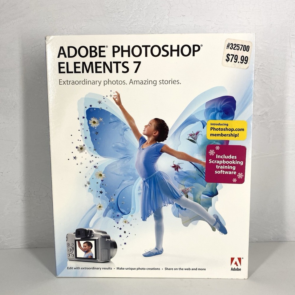 Adobe Photoshop Elements 7 Photo Editing Software CD For XP/Vista