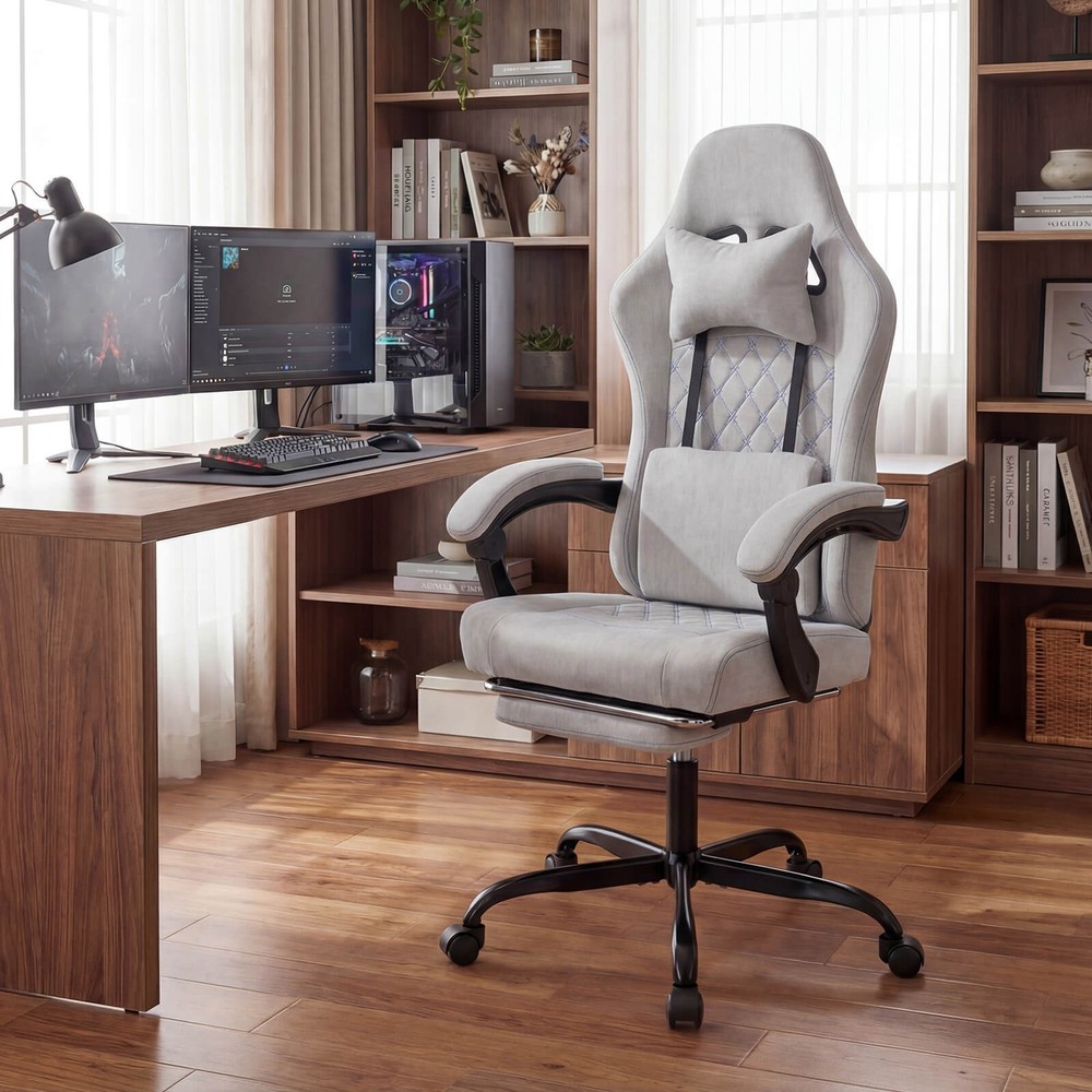 Height Adjustable Computer Chair w/Headrest, Lumbar Support, Linkage Armrests