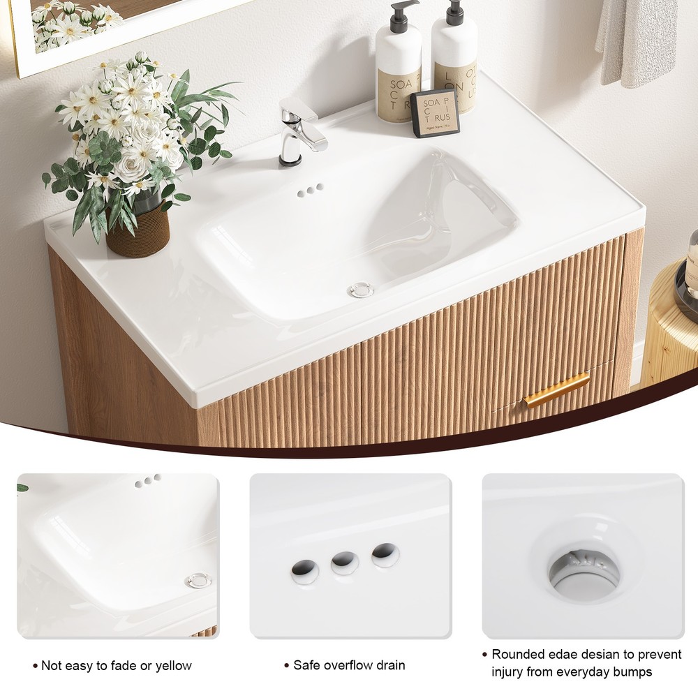 Modern Bathroom Vanity with 2 Drawers,Doors & Storage Shelves,Storage Cabinet