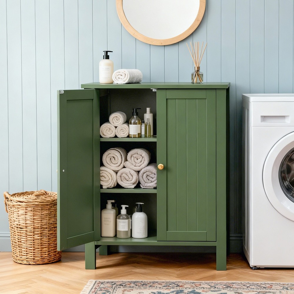 Forest Green MDF Painted with Vertical Stripes, 60*30*80cm
