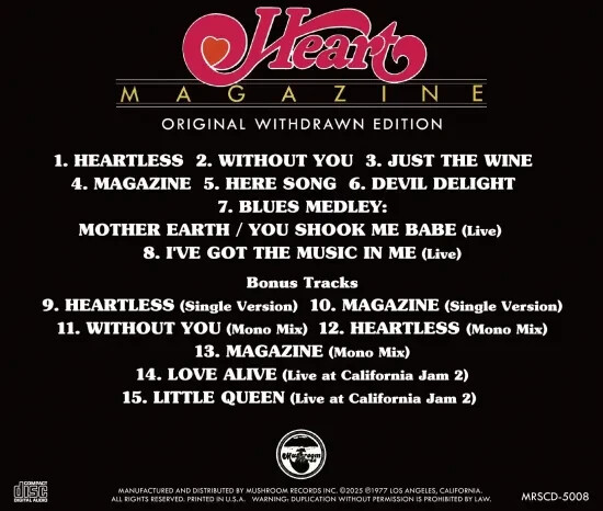 HEART / MAGAZINE : ORIGINAL WITHDRAWN EDITION (1CD)