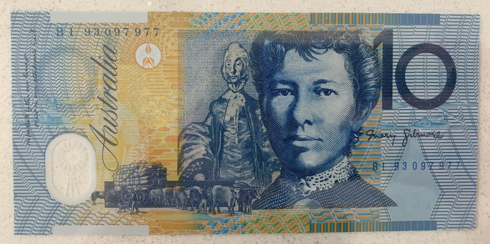 1993 Fraser/Evans $10.00 Banknotes - Blue Shading