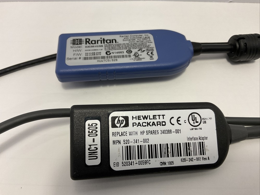 HP 520-341-002 (1) & Raritan D2CIMVUSB (1) Pulled From Working Environment