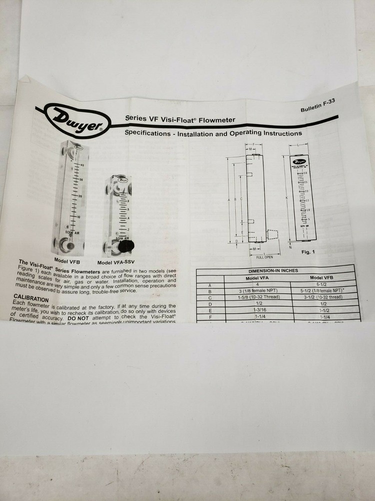 Dwyer 196433-00 Series VFB Visi-Float Flowmeter