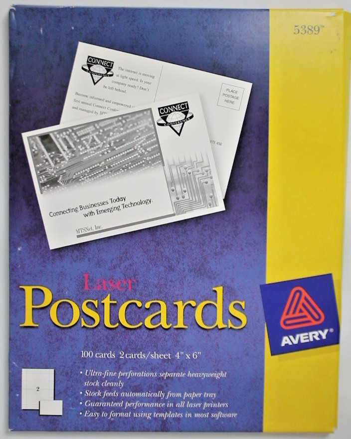 Avery 196 Laser Postcards 4"x6" 5389 #98s