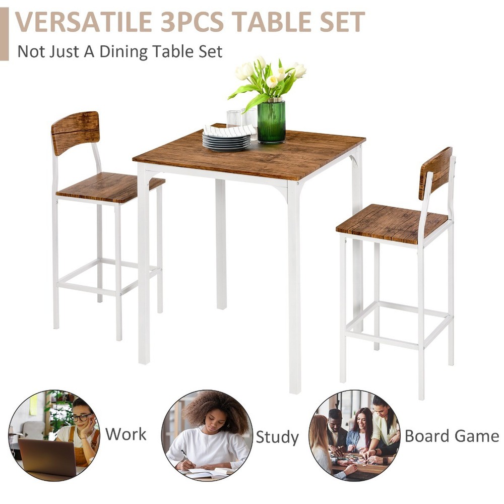 3PCS Dining Table Set Pub Table and 2 Chairs