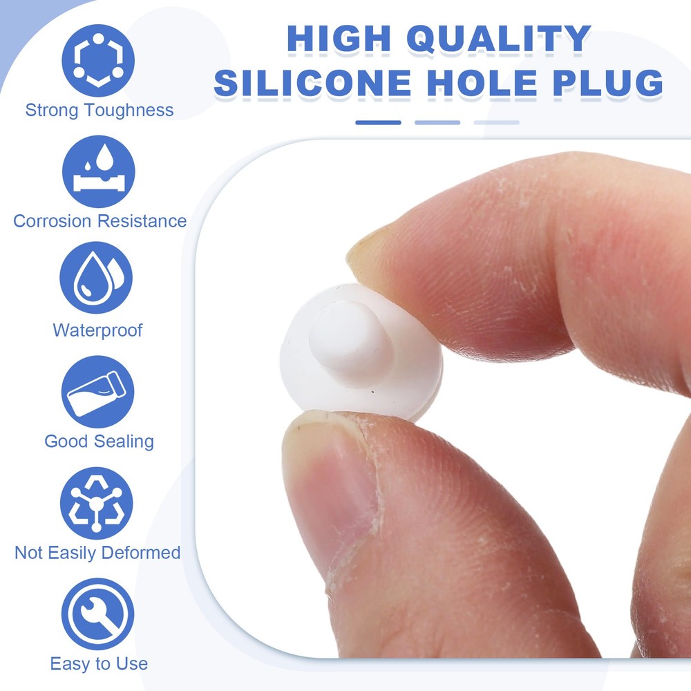 25 Pcs t Shaped Solid Silicone Stopper, Dia 6 Mm/0.24" Rubber Plugs, White