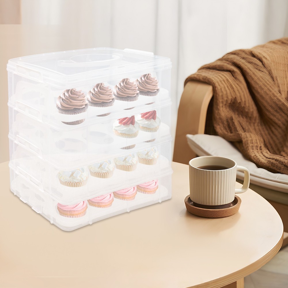 Cupcake Carrier with Lid and Handle Mini Cake Container Holder for 48 Cupcakes