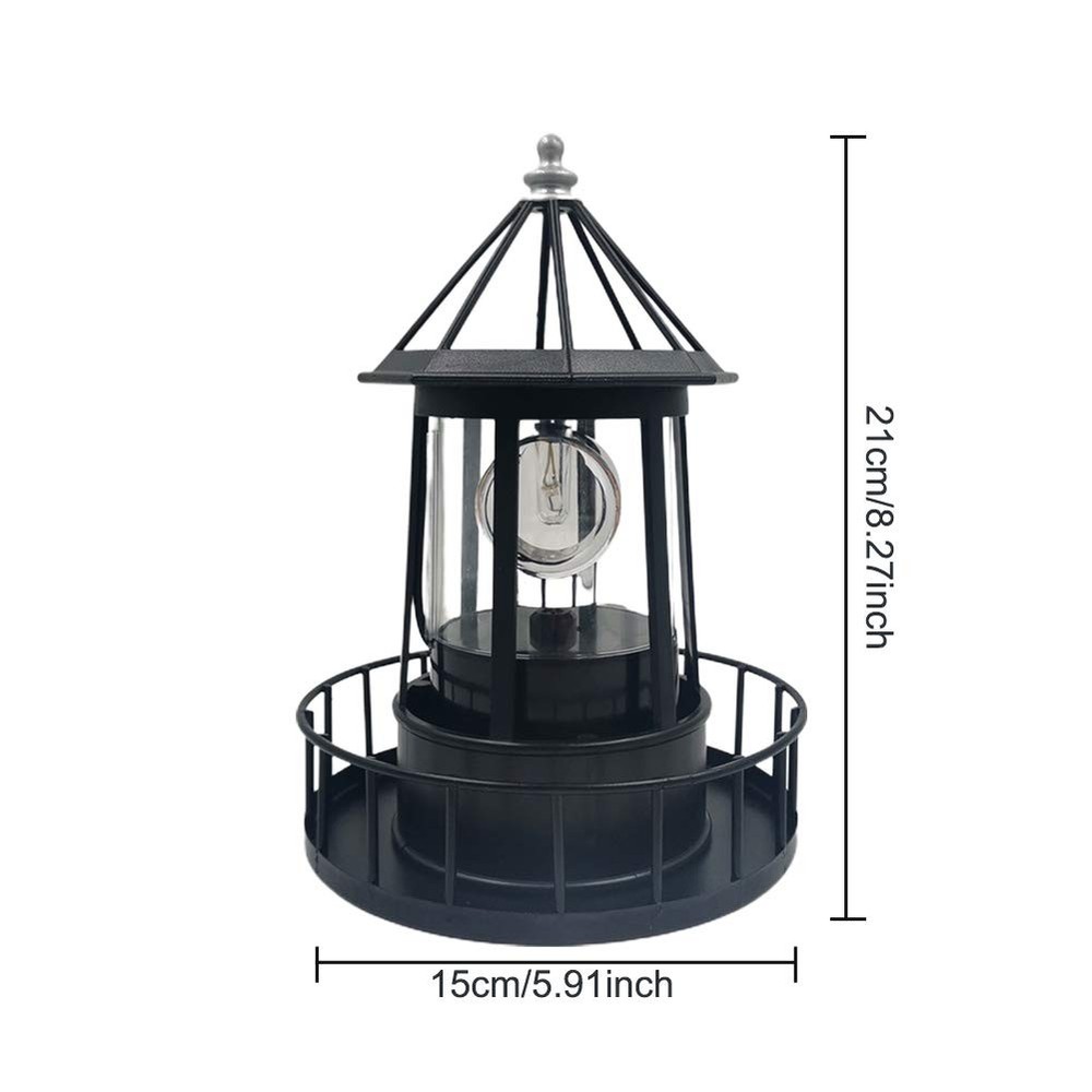 CALIDAKA LED Solar Powered Lighthouse 360 Degree Rotating Black