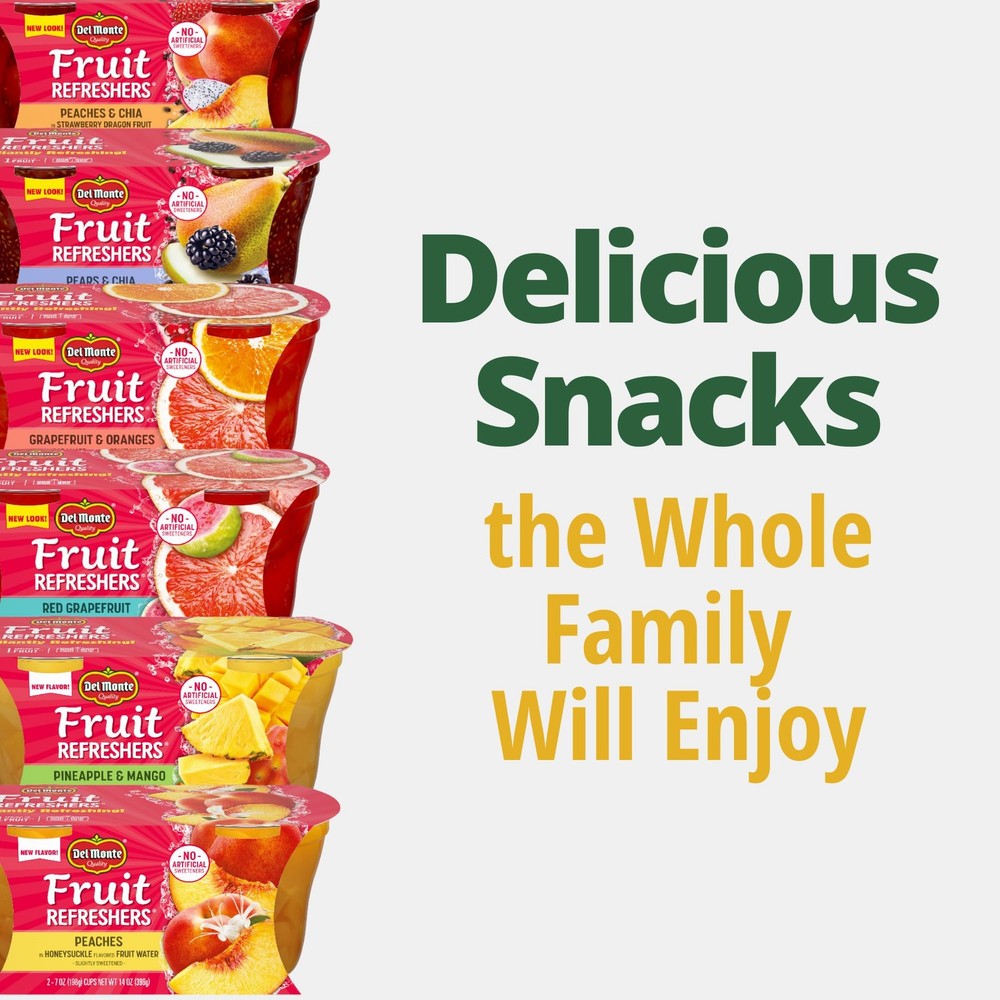 Del Monte Fruit Refreshers Grapefruit and Oranges 12 Pack Fruit Cups 7oz