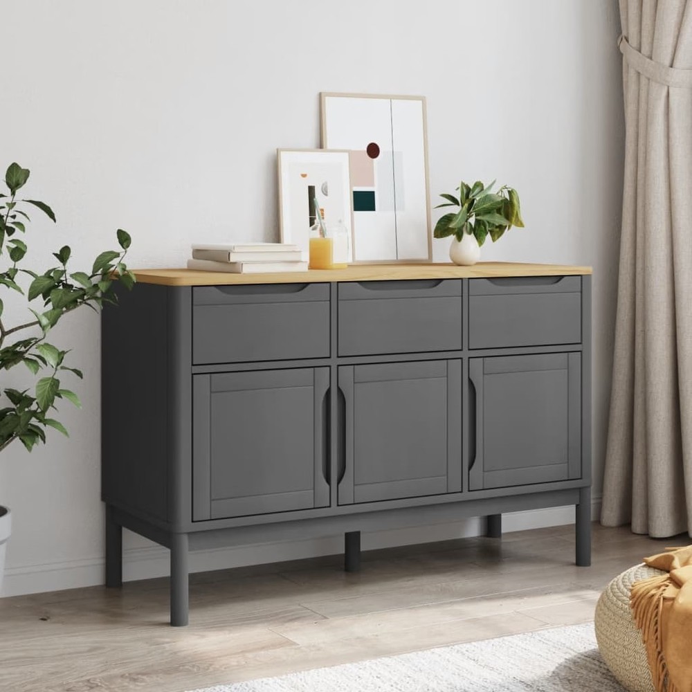 Sideboard Grey Solid pine wood, engineered wood Medium Sideboard
