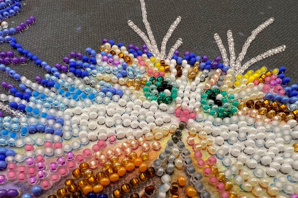 DIY Bead Embroidery Kit "Cat" Beaded stitching needlepoint beadwork