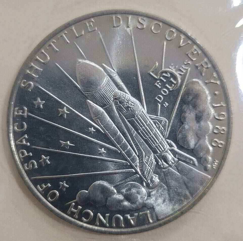 $5 Commemorative Coin Marshall Islands 1988 Space Shuttle Discovery Mint