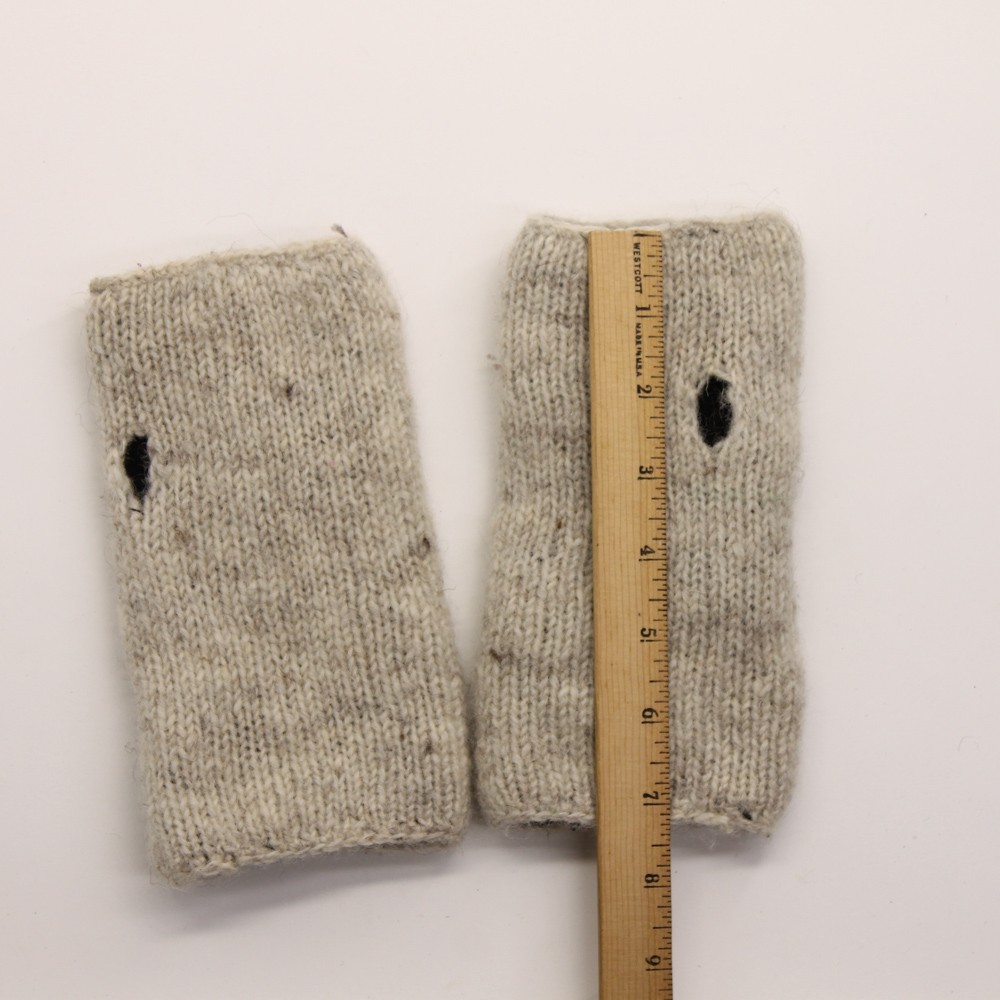 Mexicali Blues Fingerless Mitten Brown Flower Pattern Wool Knit Nepal