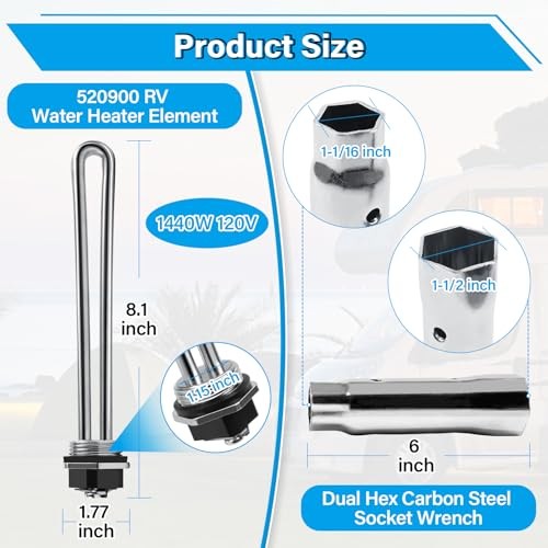 520900 RV Water Heater Element Kit For Suburban RV SW Series Electric Water