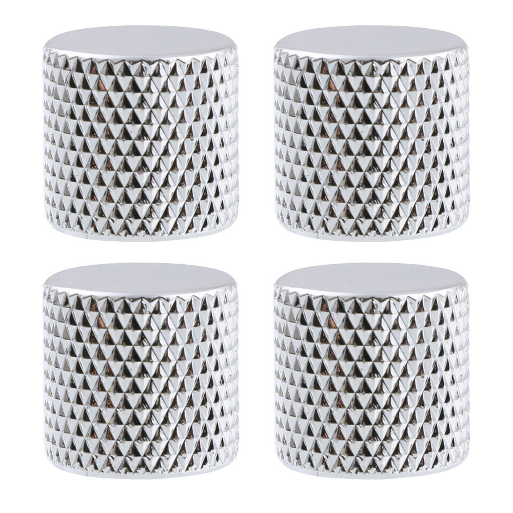 4pcs Metal Guitar Control Knobs Flat Top Volume Tone Knob 6mm Shaft Chrome