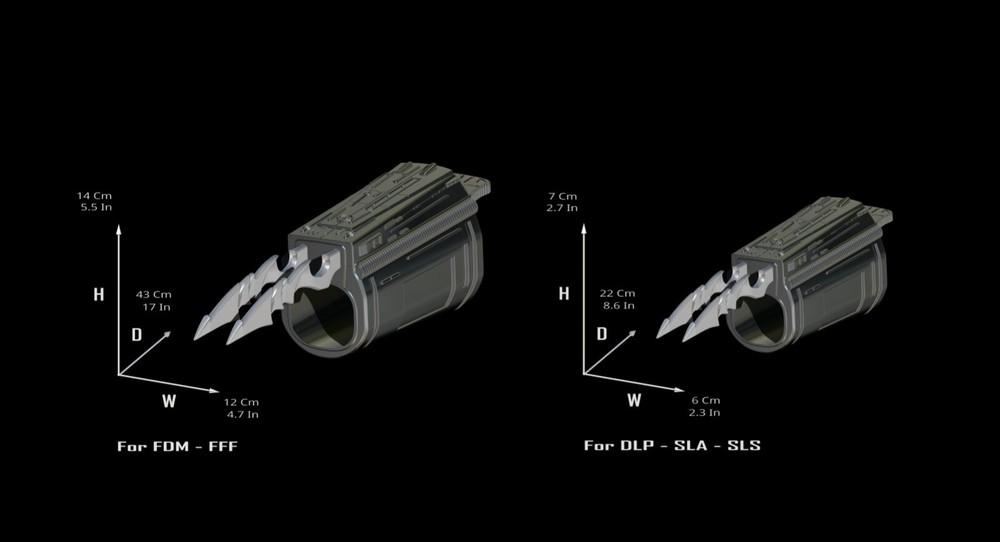 Predator Gauntlet Right hand two versions - File STL-OBJ For 3D printer -