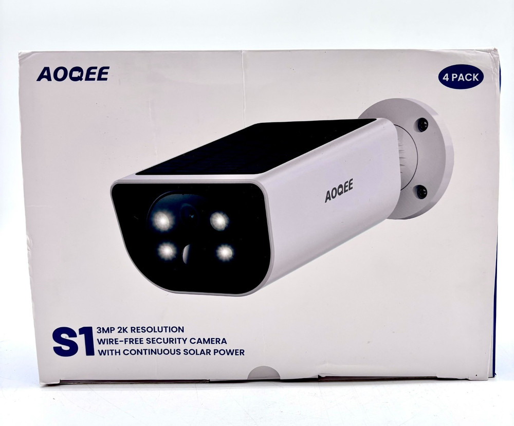 AOQEE S1 3MP 2K Resolution Solar Powered Wire Free Security Camera - White