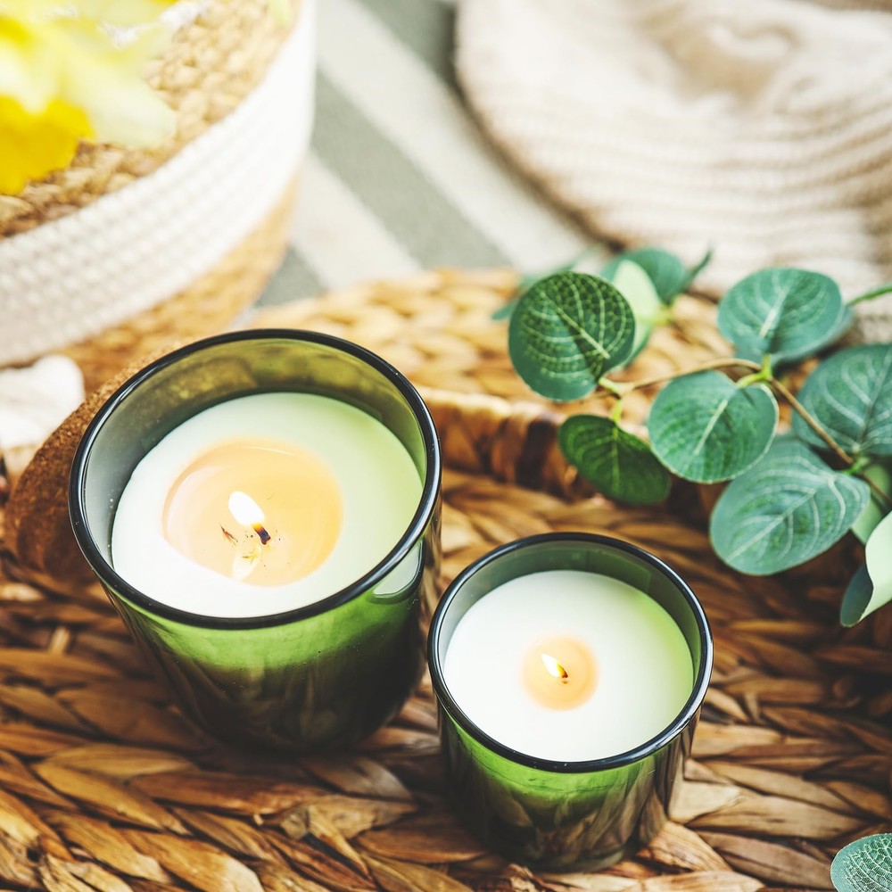 16 PCS Thick Candle Jars Making 7 oz Empty Wood Lids Sample Container Green